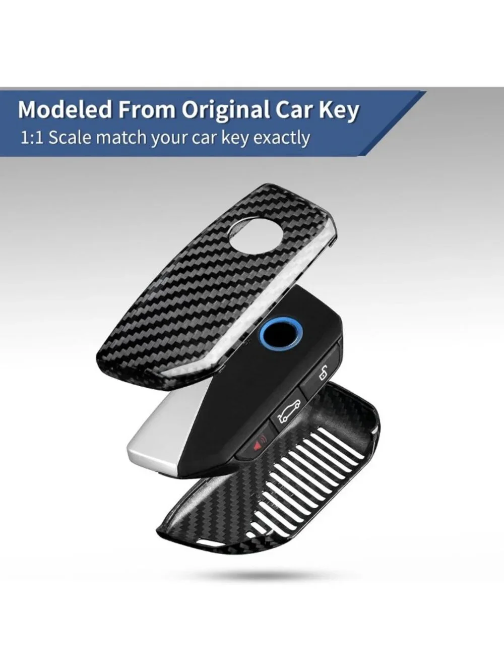 Lightweight Carbon Fiber Key Fob Cover for BMW i7 iX X1 X5 X6 X7 XM 2023-2026